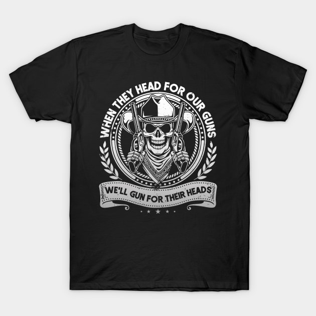 Cowboy Outlaw bandit skull skull western T-Shirt by OfCA Design